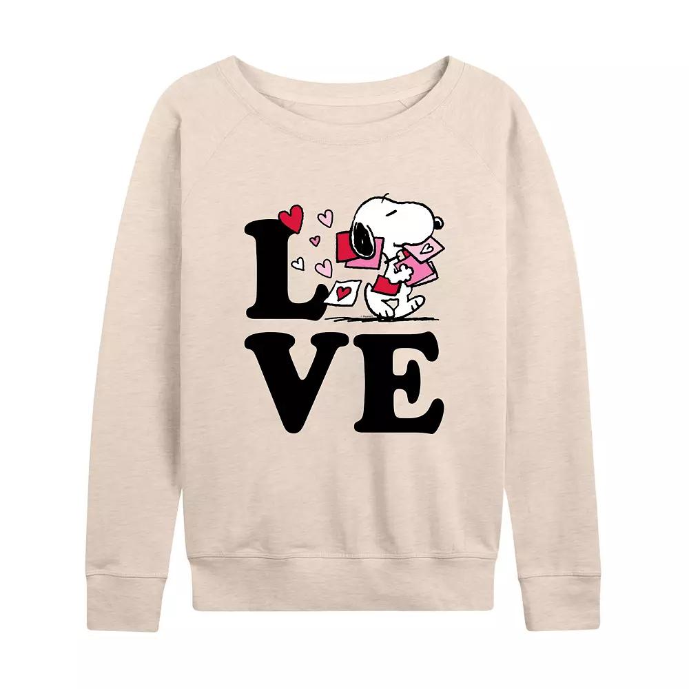 Women's Peanuts Love Snoopy French Terry Long Sleeve Tee,  Product Image