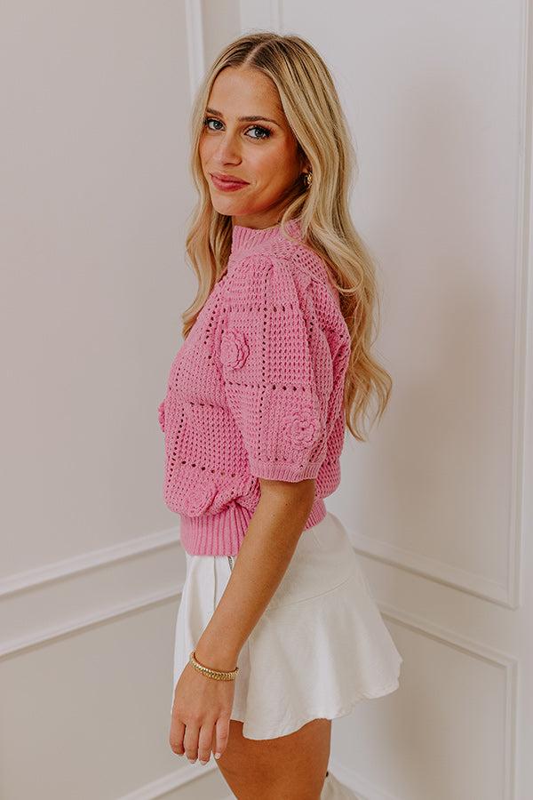 Smiles and Sunshine Knit Top in Pink Product Image