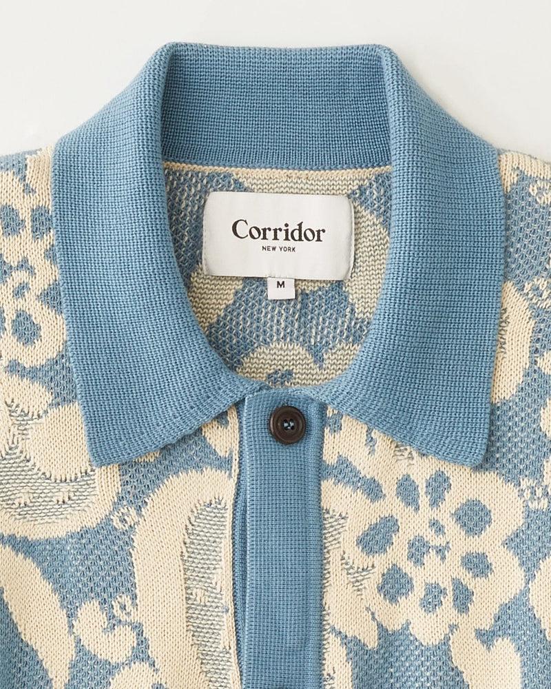 Floral Jacquard Buttondown - Blue Product Image