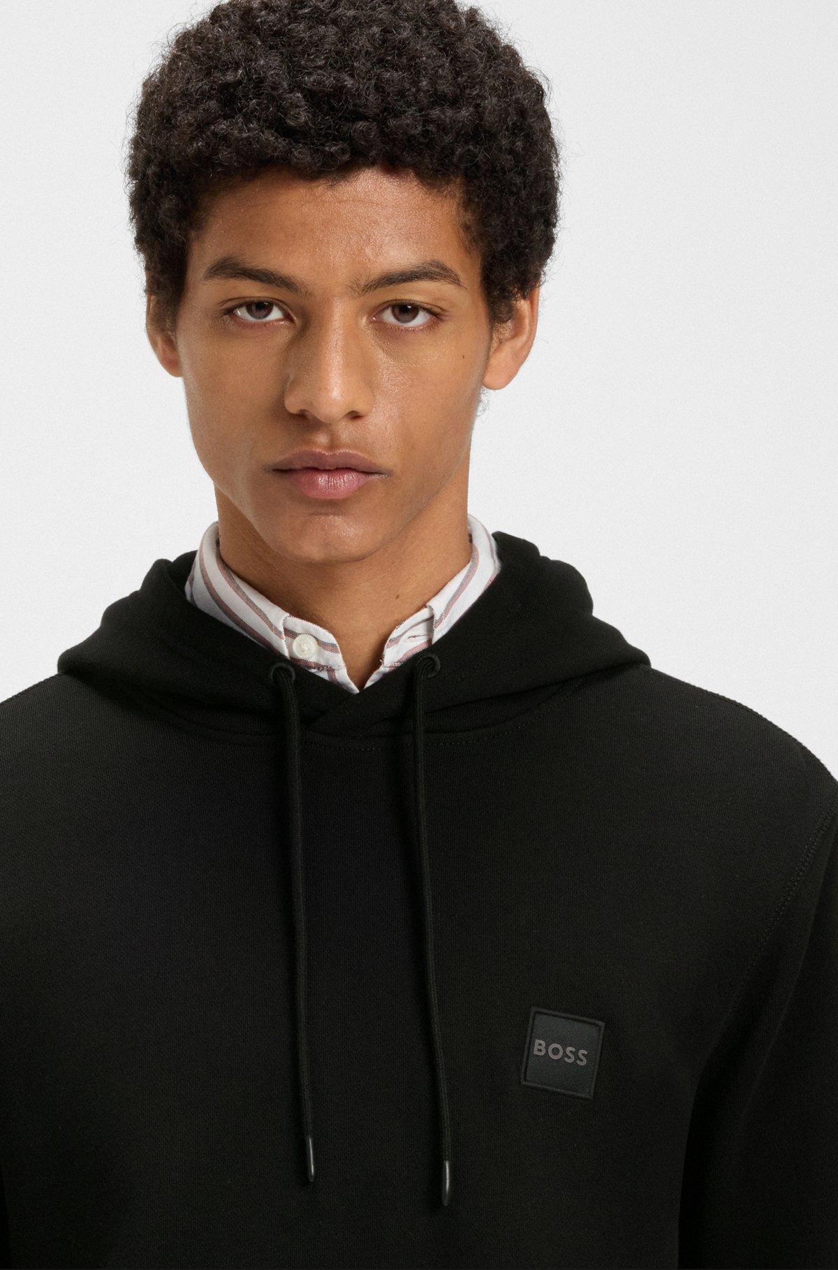 BOSS - Regular-fit hoodie in cotton terry with logo patch - Light Green Product Image