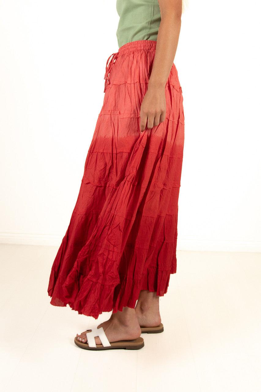 Pink Tiered Maxi Skirt Product Image