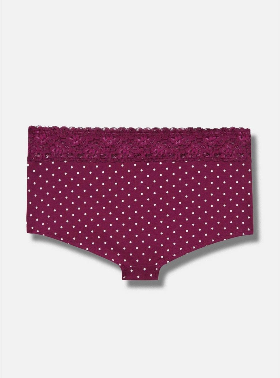 Cotton Mid-Rise Lace Trim Boyshort Panty Product Image