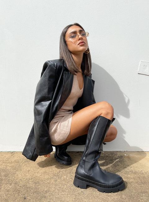 Jocelyn Faux Leather Blazer Black Product Image