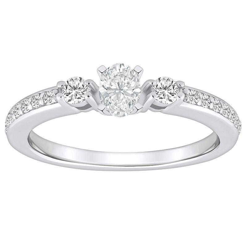 Alyson Layne 14k Gold 1/2 Carat T.W. Diamond Oval Cut Engagement Ring, Women's, Size: 8, 14k White Gold Product Image