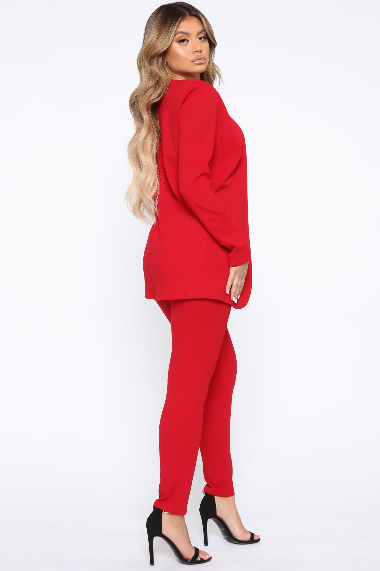 Payin' It Forward Blazer Set - Red Product Image