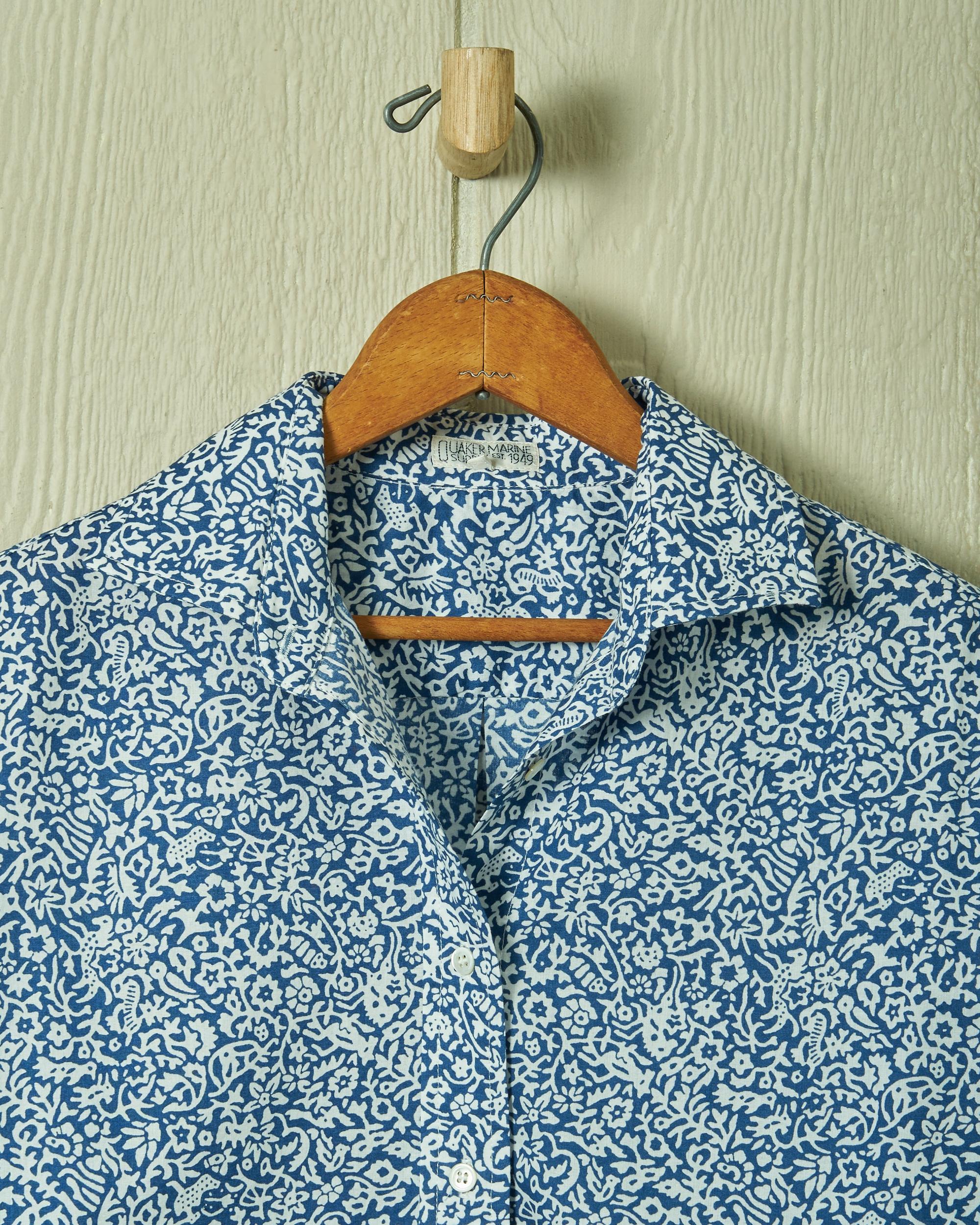 Women's Point Collar Blouse in Navy Summer Floral Product Image
