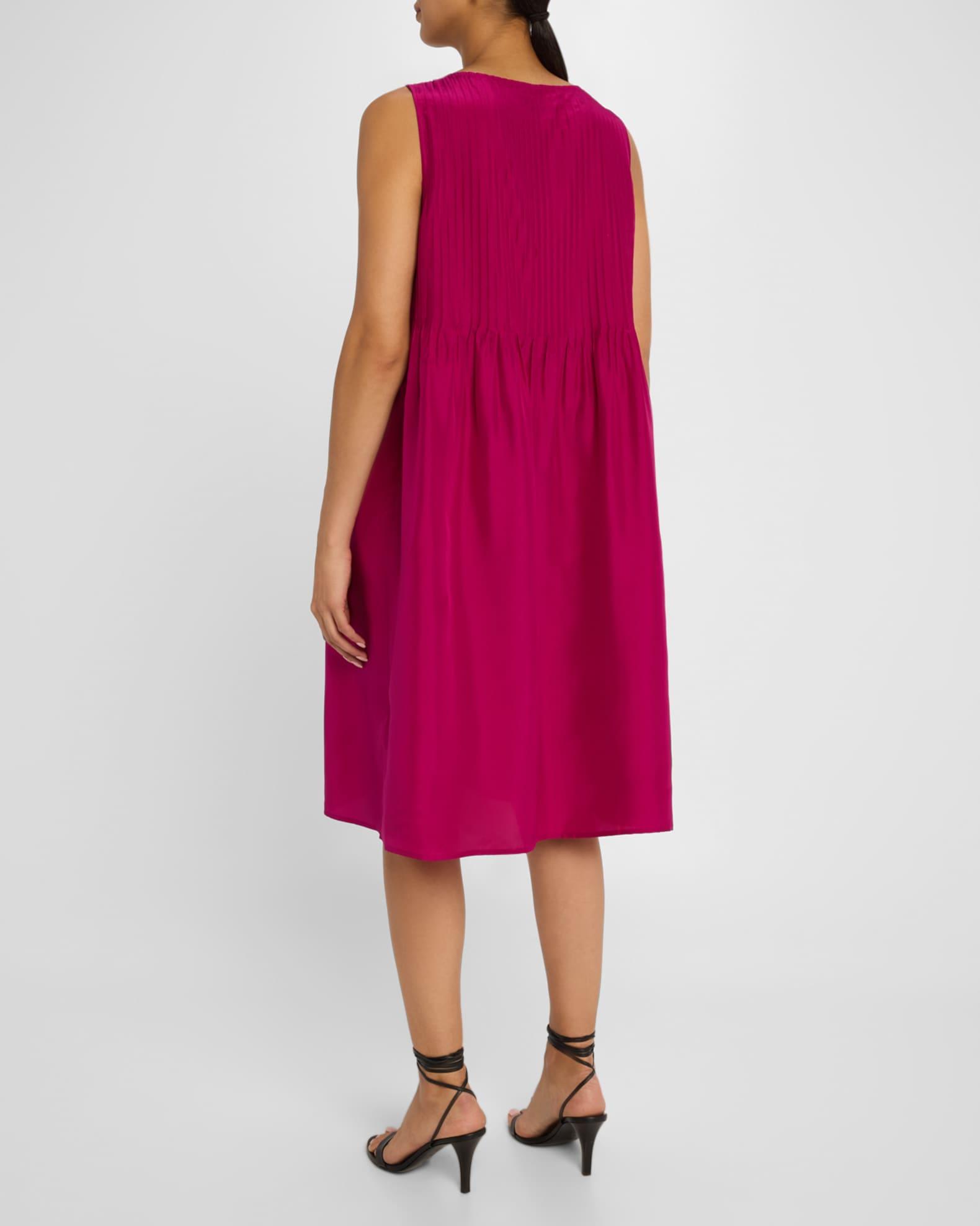 Sleeveless Pintuck Silk Midi Dress Product Image