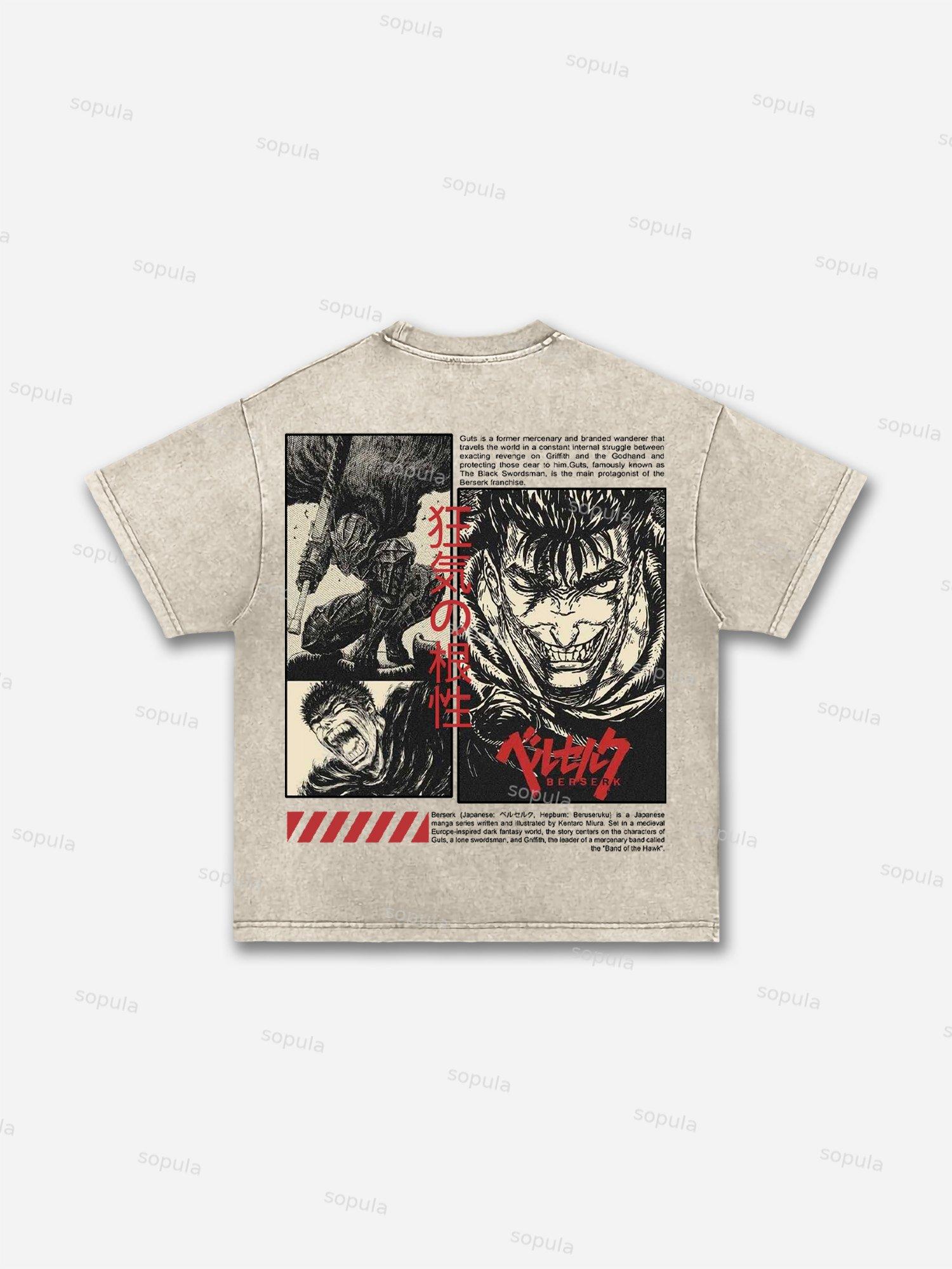 Berserk Manga Graphic Acid Wash T-shirt Product Image