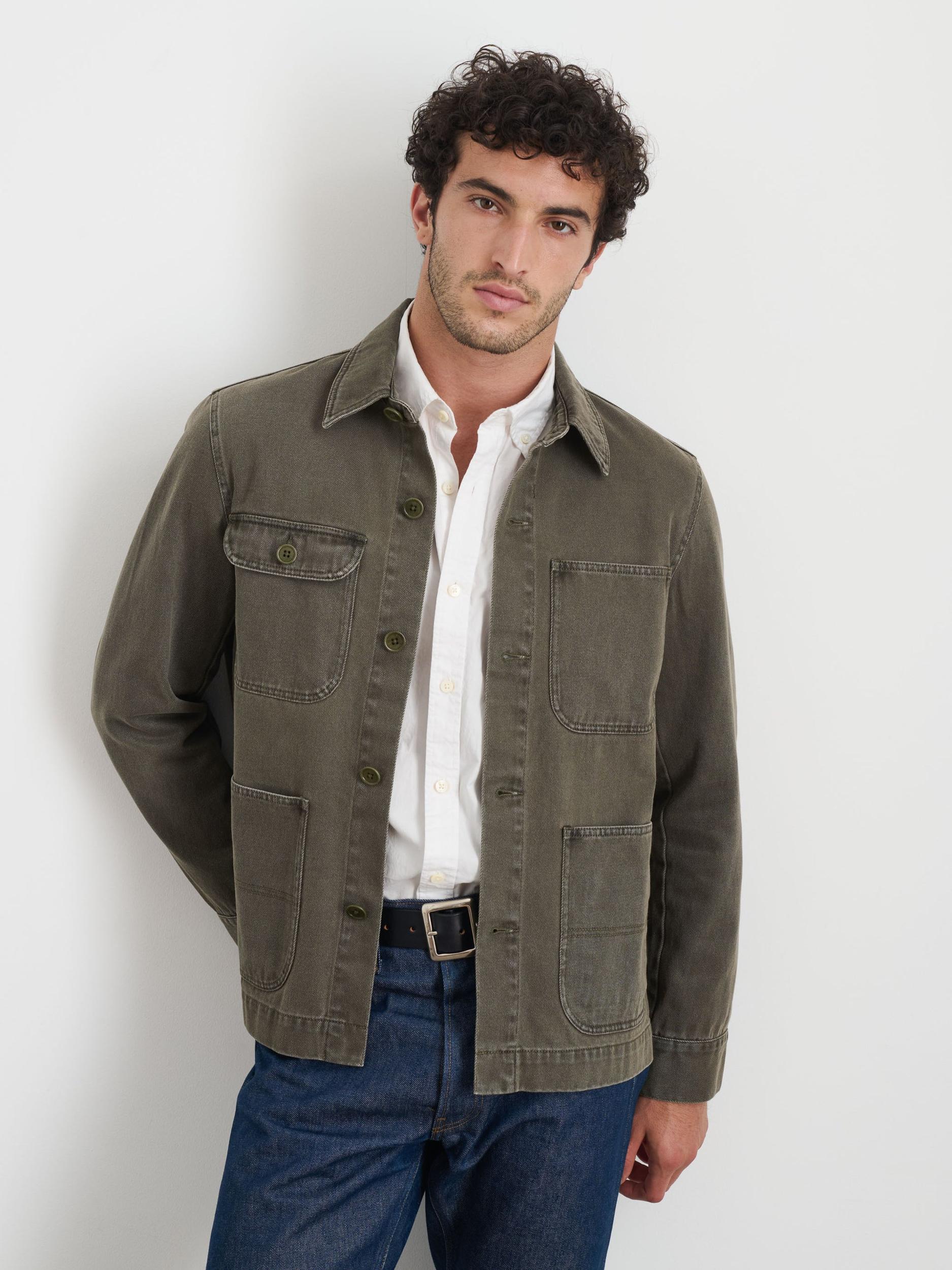 Garment Dyed Work Jacket in Recycled Denim Product Image