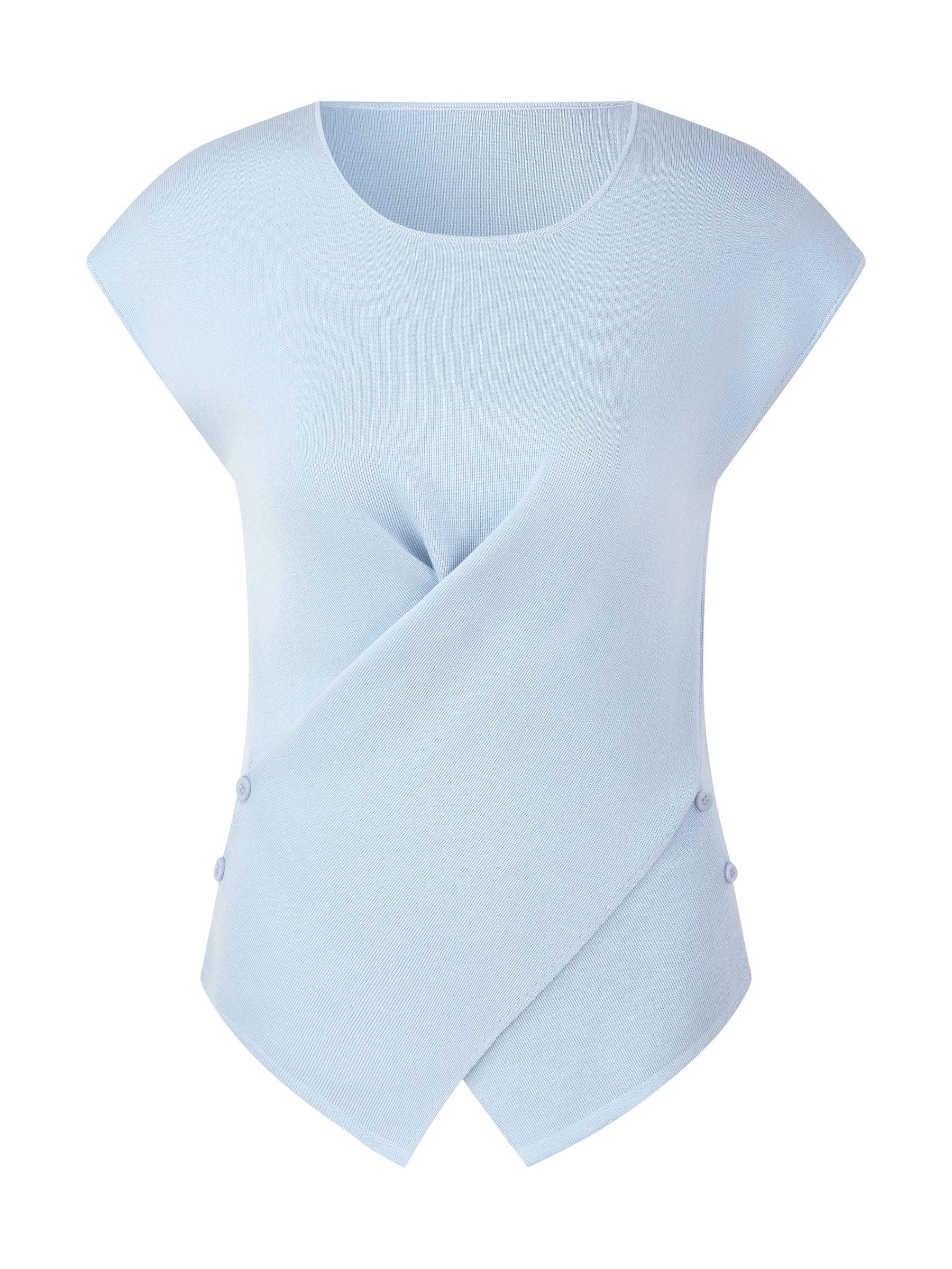 Triacetate Lyocell Blend Asymmetric Wrap Front Women Knit Top Product Image