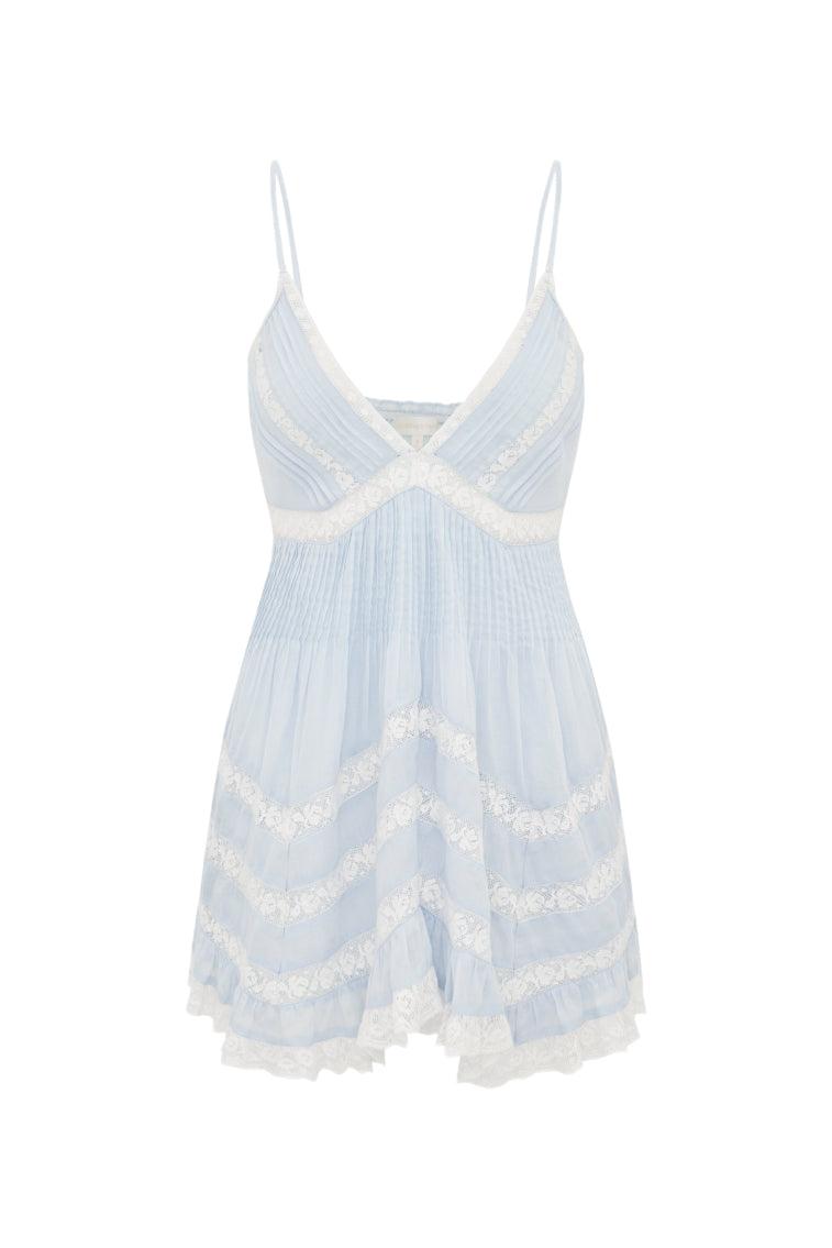 Alonna Cotton Lace-Trimmed Mini Dress - BABY BLUEBELL - BABY BLUEBELL / XS Product Image