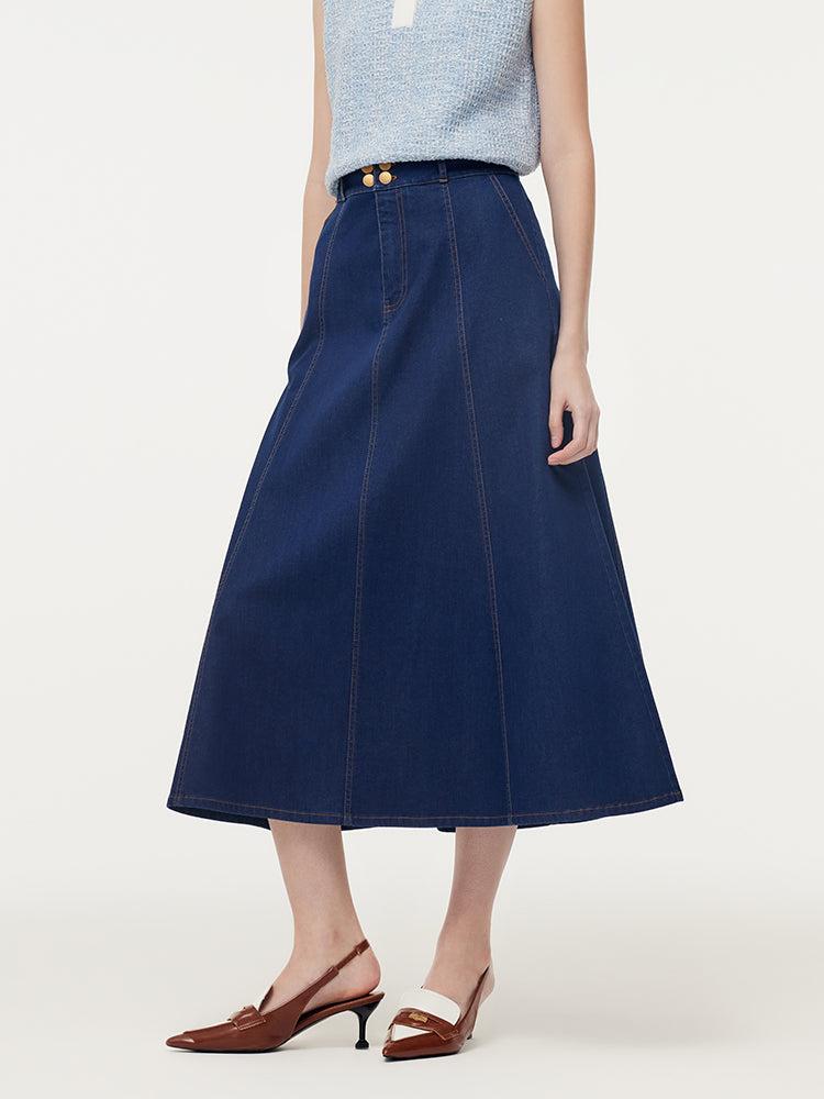 Denim A-Line Adjustable Waist Women Skirt Product Image