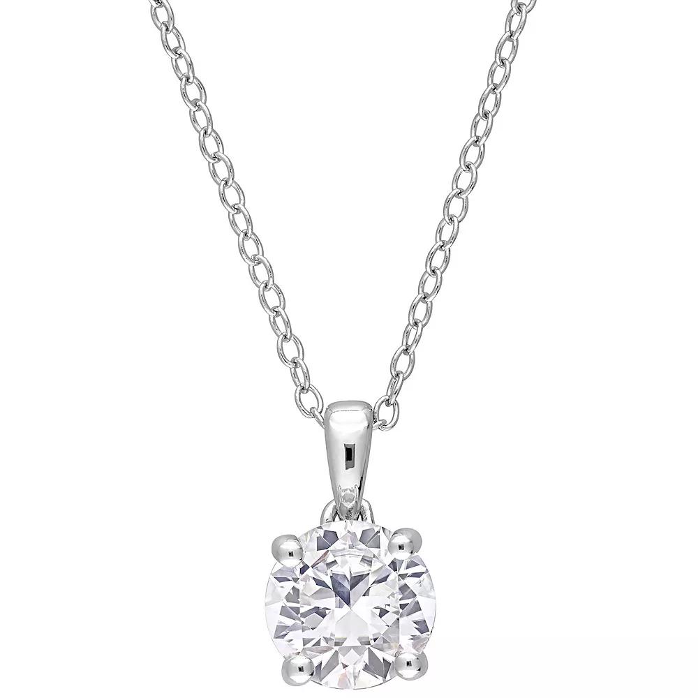 Stella Grace Sterling Silver Lab-Created White Sapphire Solitaire Pendant Necklace, Women's, Size: 18" Product Image