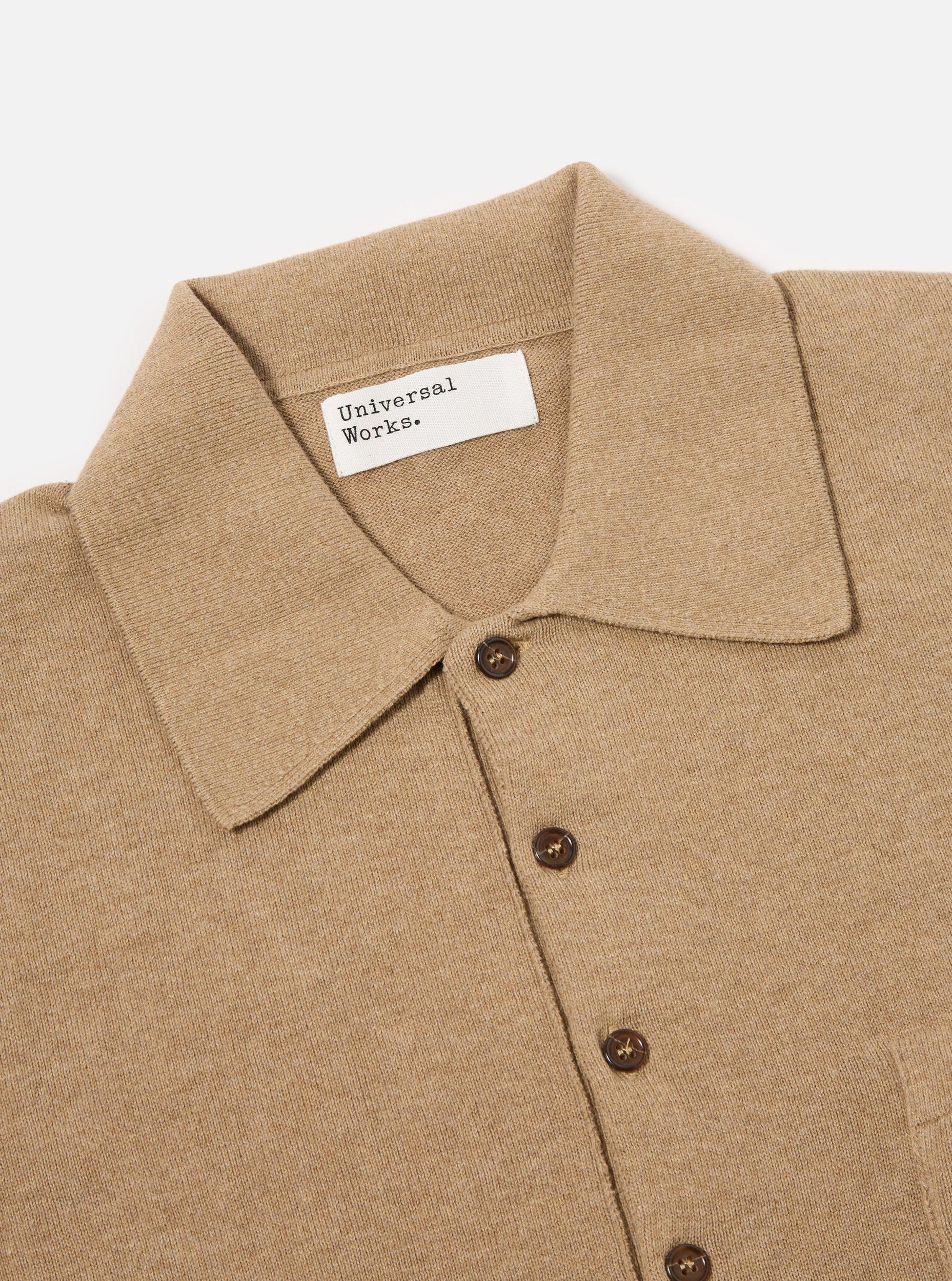 Sand Cotton Knit Pullover Knit Shirt Product Image