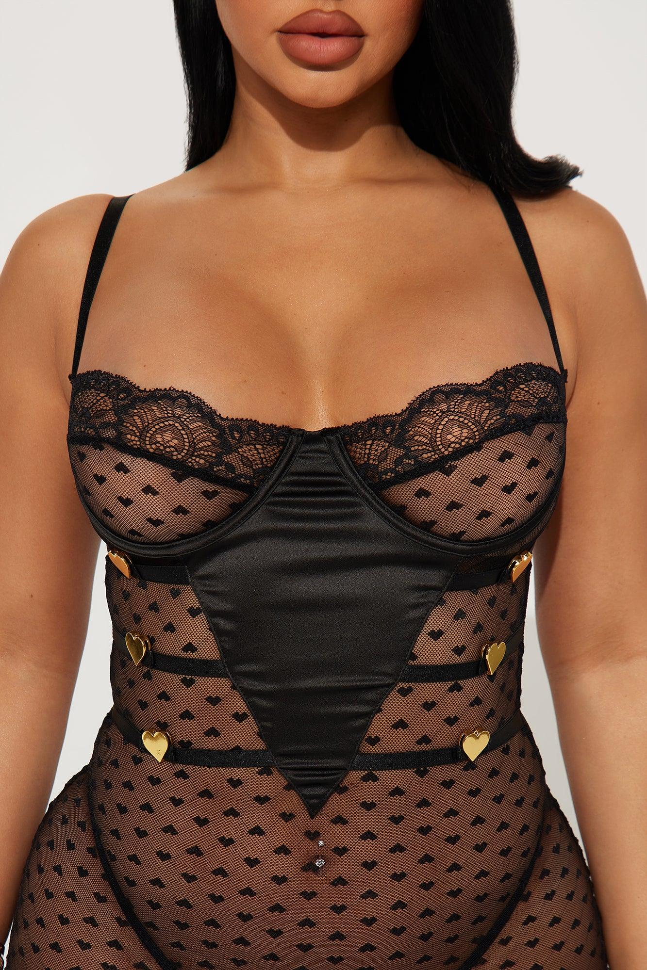 Secretly Dating Lace Maxi Gown Babydoll - Black Product Image