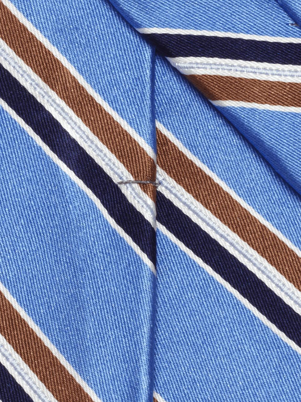 Stripe Woven Silk Tie - Blue/brown Product Image