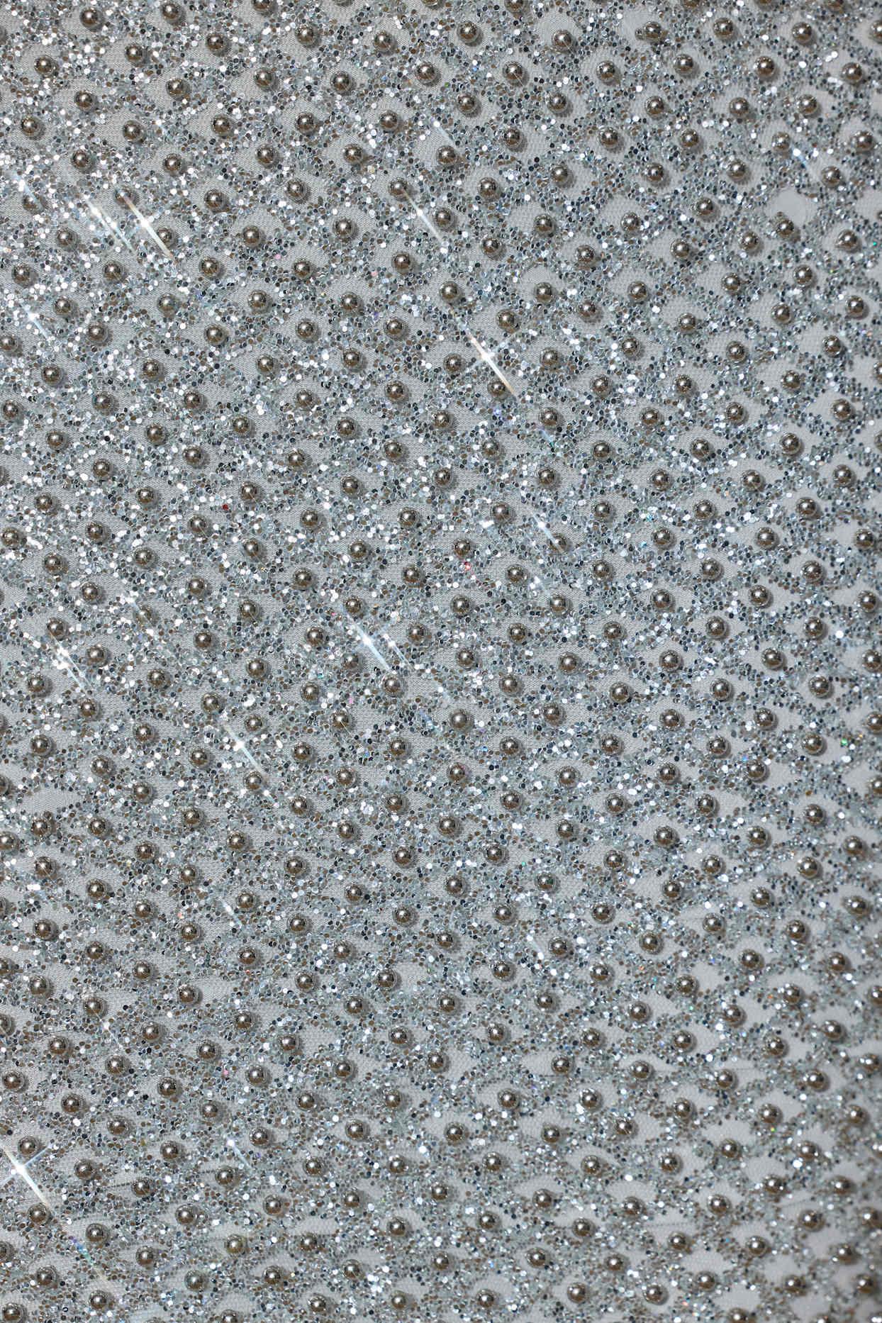 Embellished Cut-Out Gown in Silver Product Image