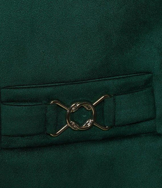 Kasper Faux Suede Framed Open Front Collarless Long Sleeve Jacket Product Image