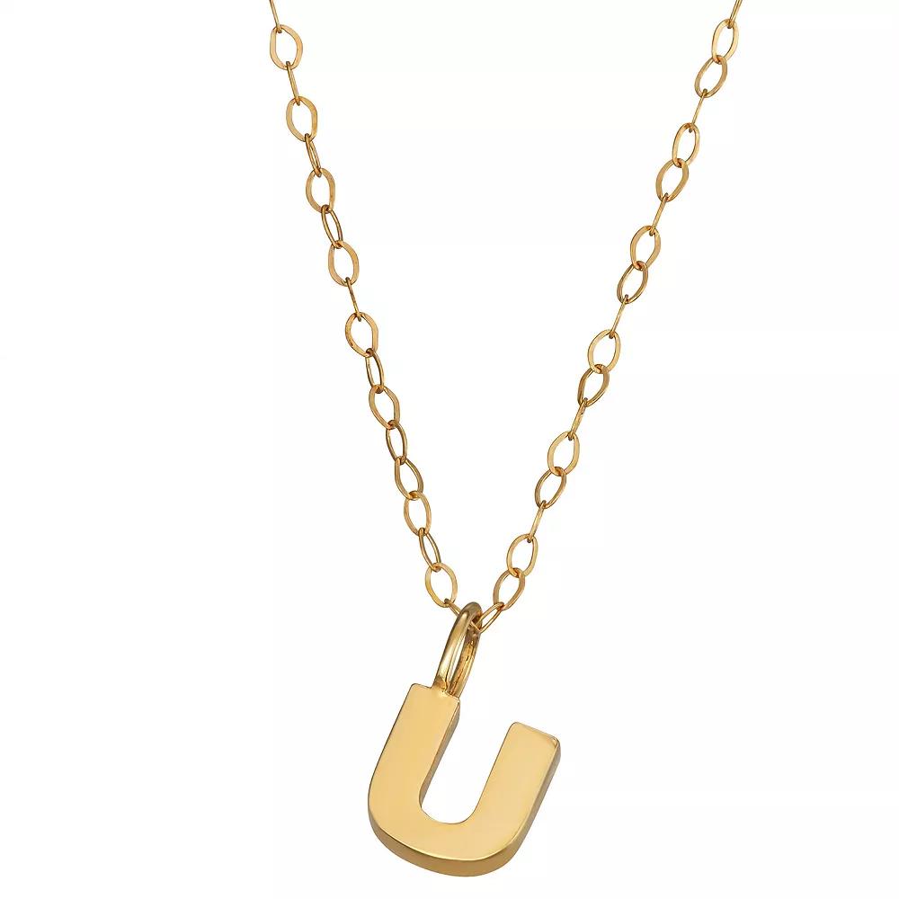 10K Gold Initial Pendant on 14K Gold Filled Chain, Womens Product Image