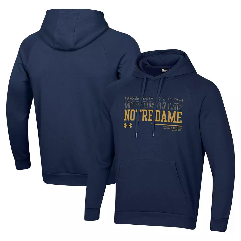 Men's Under Armour Navy Notre Dame Fighting Irish 2024 Sideline Wordmark Rival Pullover Hoodie,  Product Image