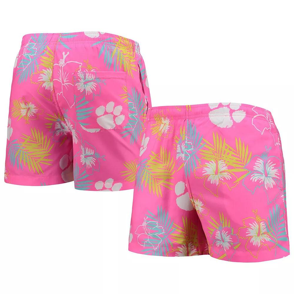 Men's FOCO Pink Clemson Tigers Neon Floral Swim Trunks, Size: Large Product Image