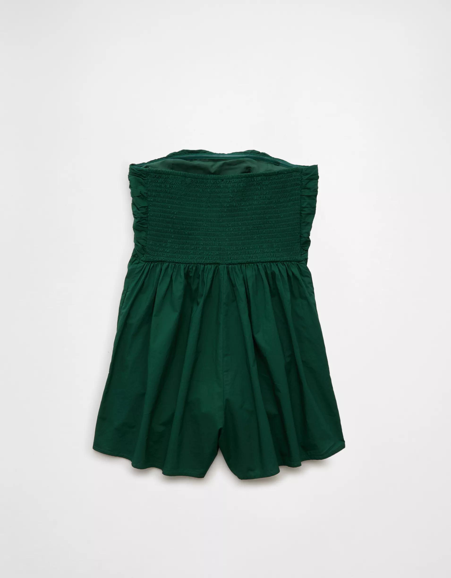 AE Strapless Ruched Bodice Romper Product Image