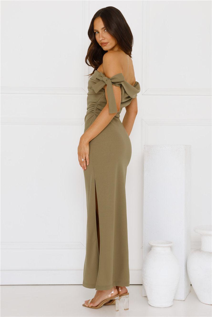 The Luxe Party Maxi Dress Olive Product Image