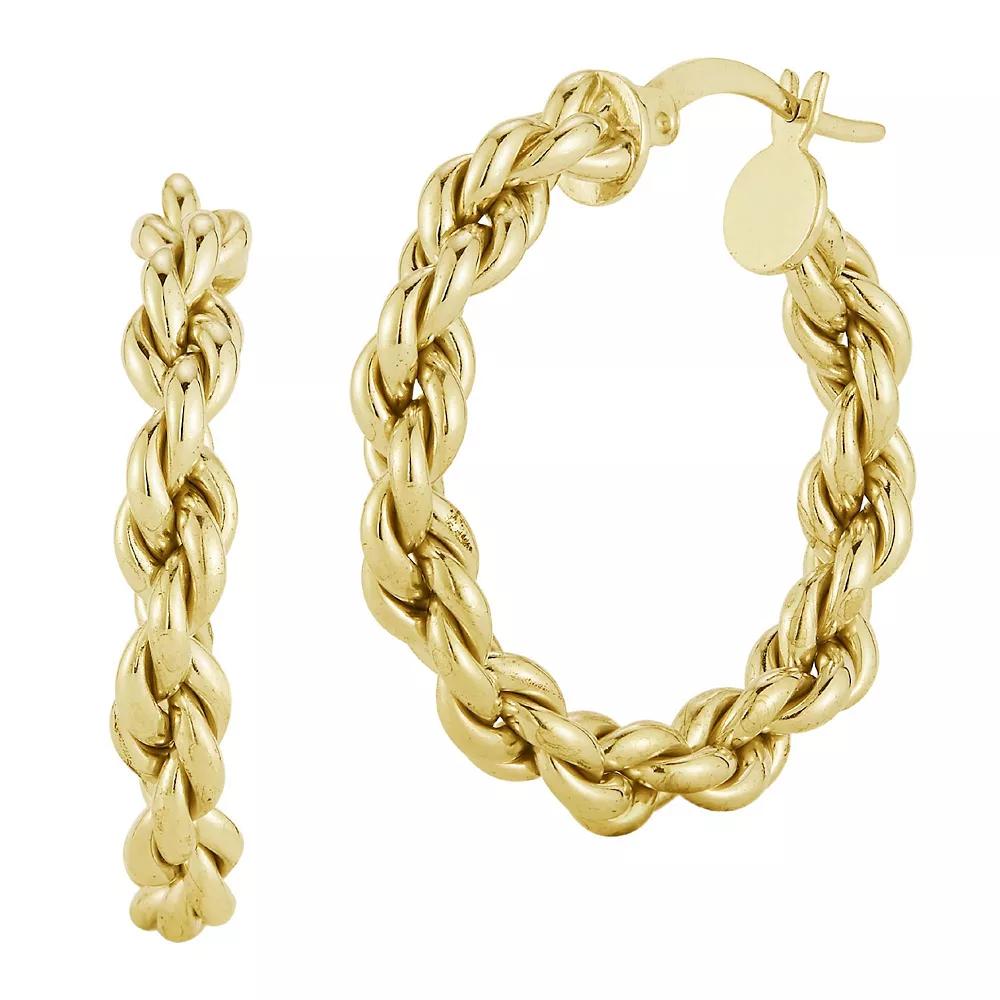 Sunkissed Sterling Rope Chain Hoop Earrings, Women's, Silver Tone Product Image