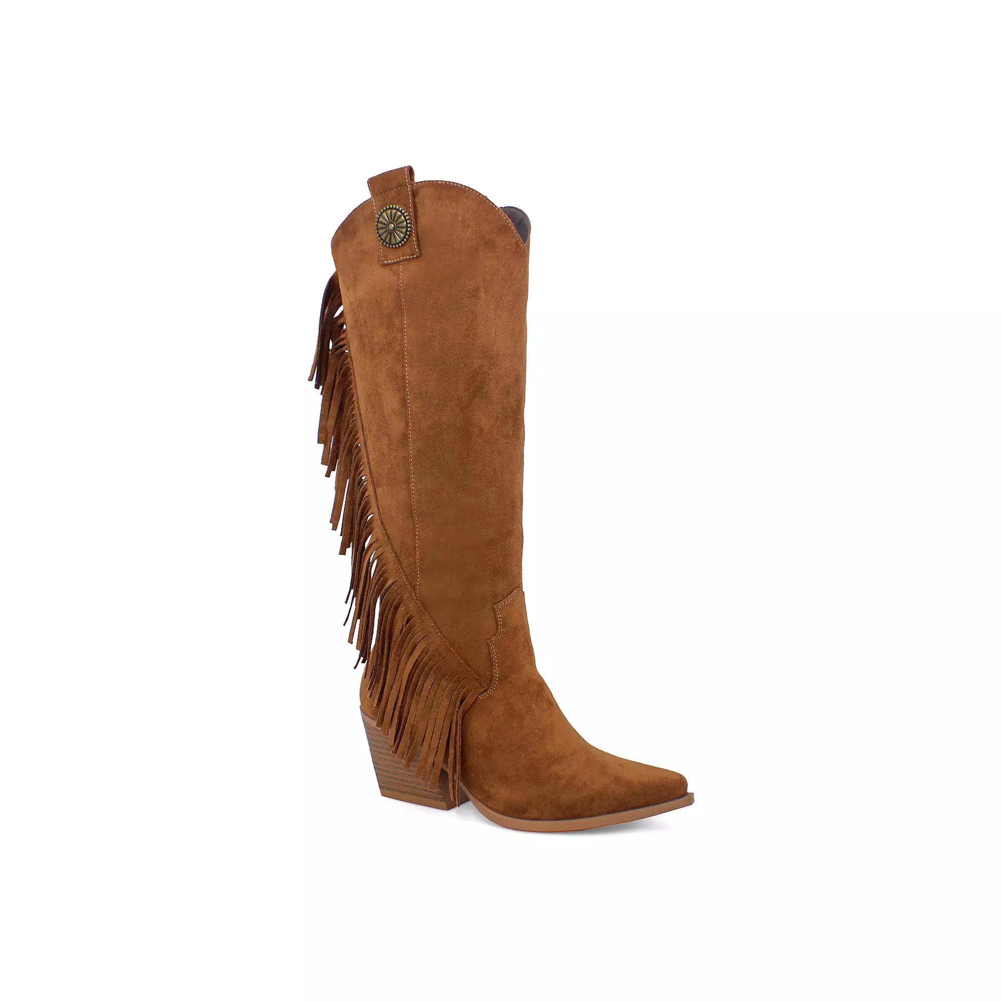Yoki Gayle-29 Women's Knee-High Fringe Boots,  Product Image