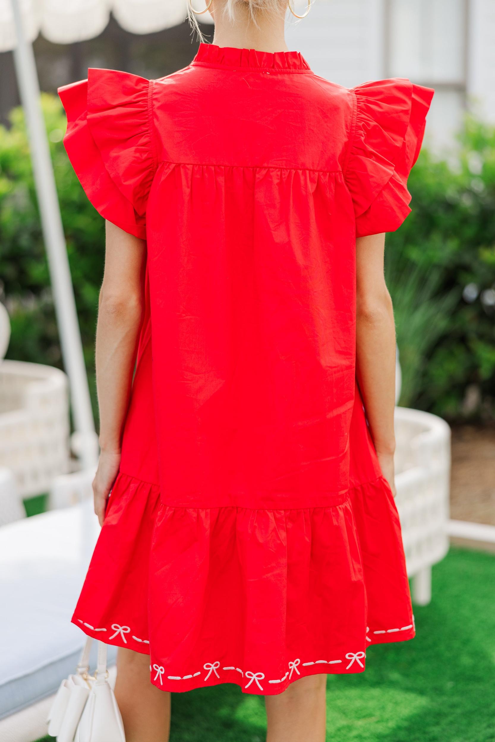 All I See Red Bow Printed Dress Female Product Image