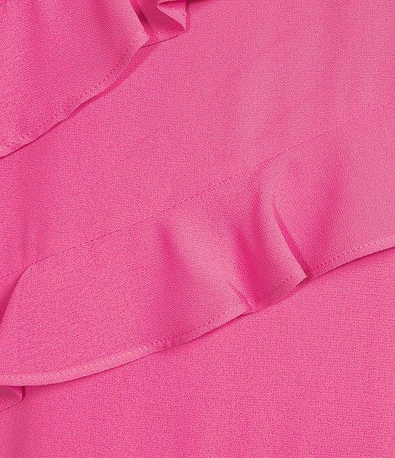 Jessica Howard Petite Size Crew Neck Sleeveless Ruffle Shift Dress Product Image