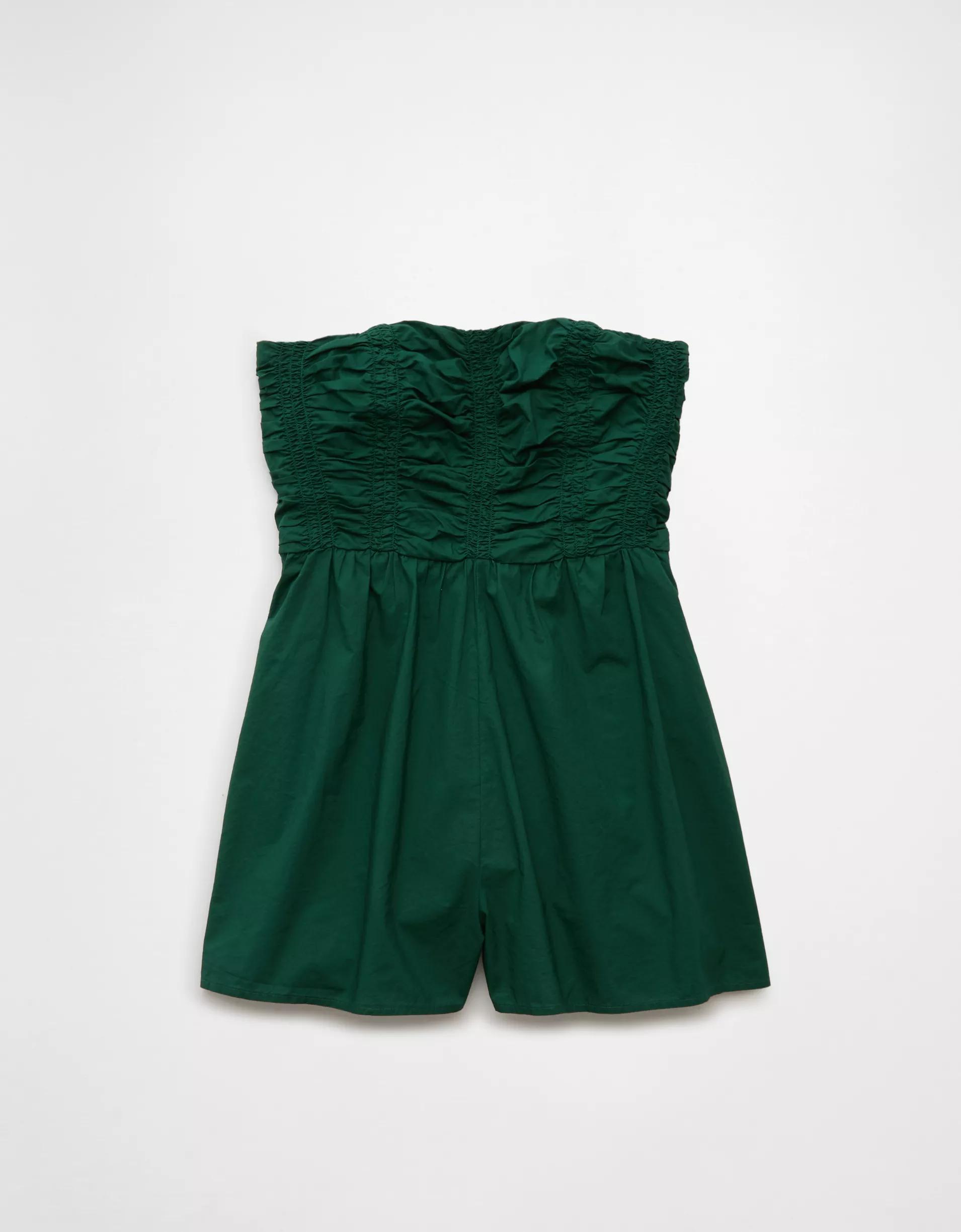 AE Strapless Ruched Bodice Romper Product Image