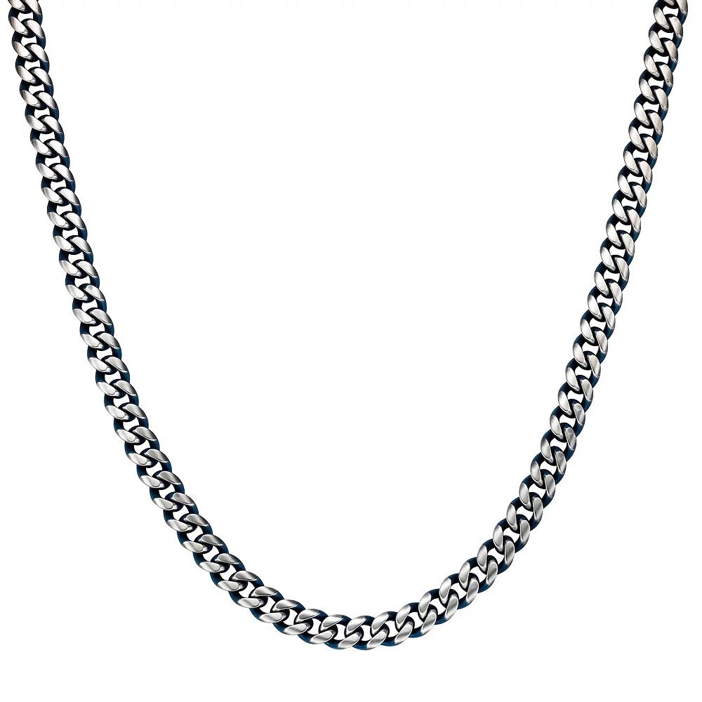 Men's LYNX Blue Ion-Plated Stainless Steel 5mm Curb Link Chain Necklace, Size: 22", Blue Tone Product Image