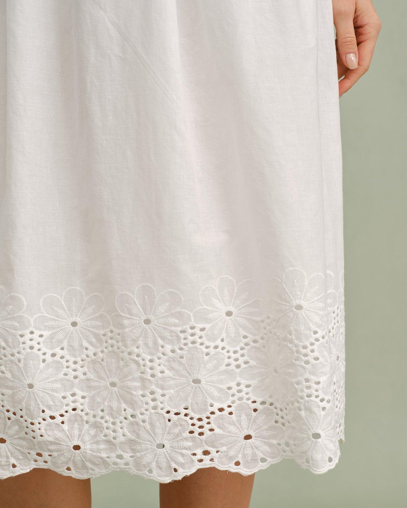 White Lace X Cross Slip Midi Dress Product Image