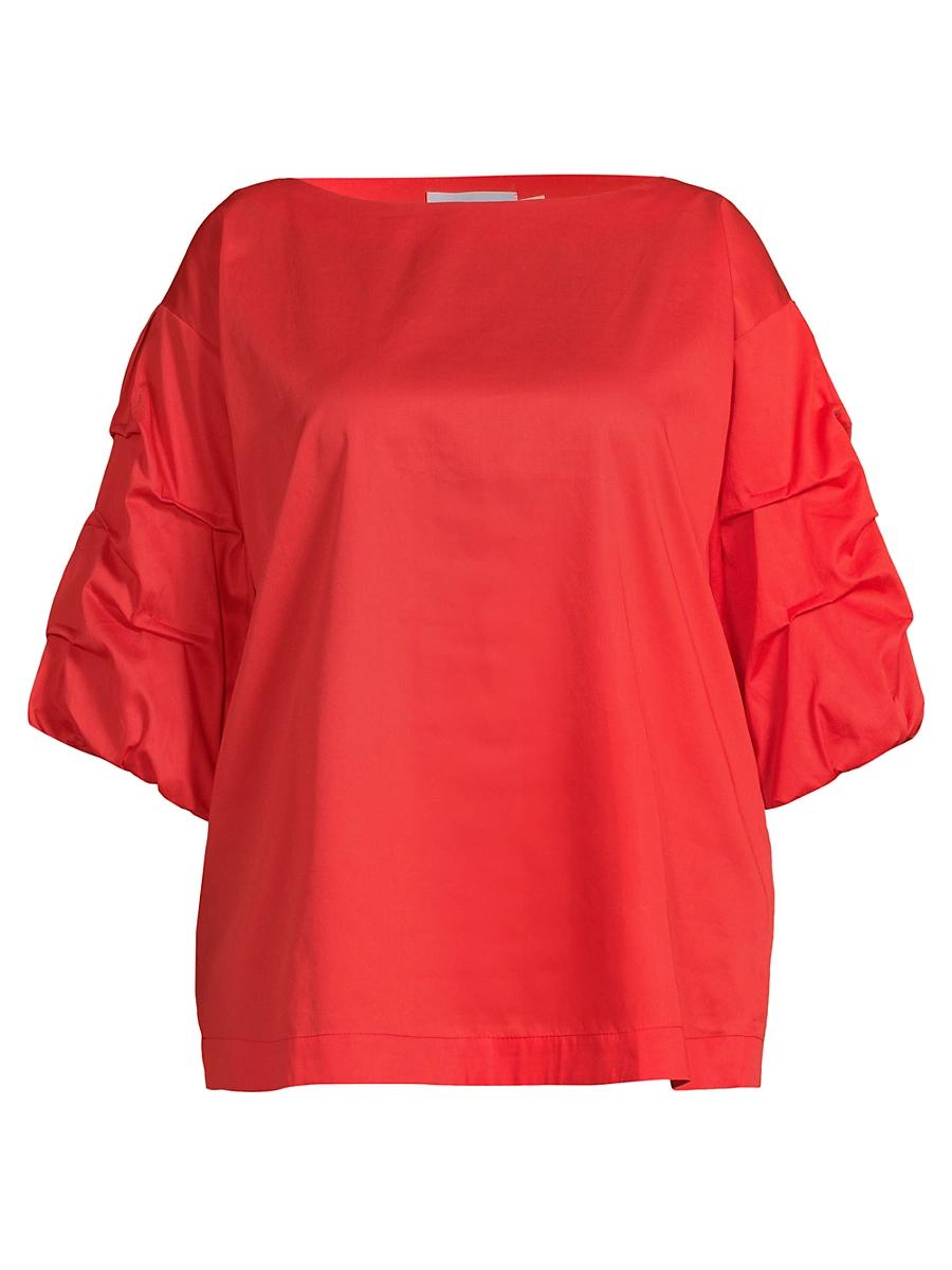 Womens Plus Balia Popover Cotton Gathered-Sleeve Blouse Product Image