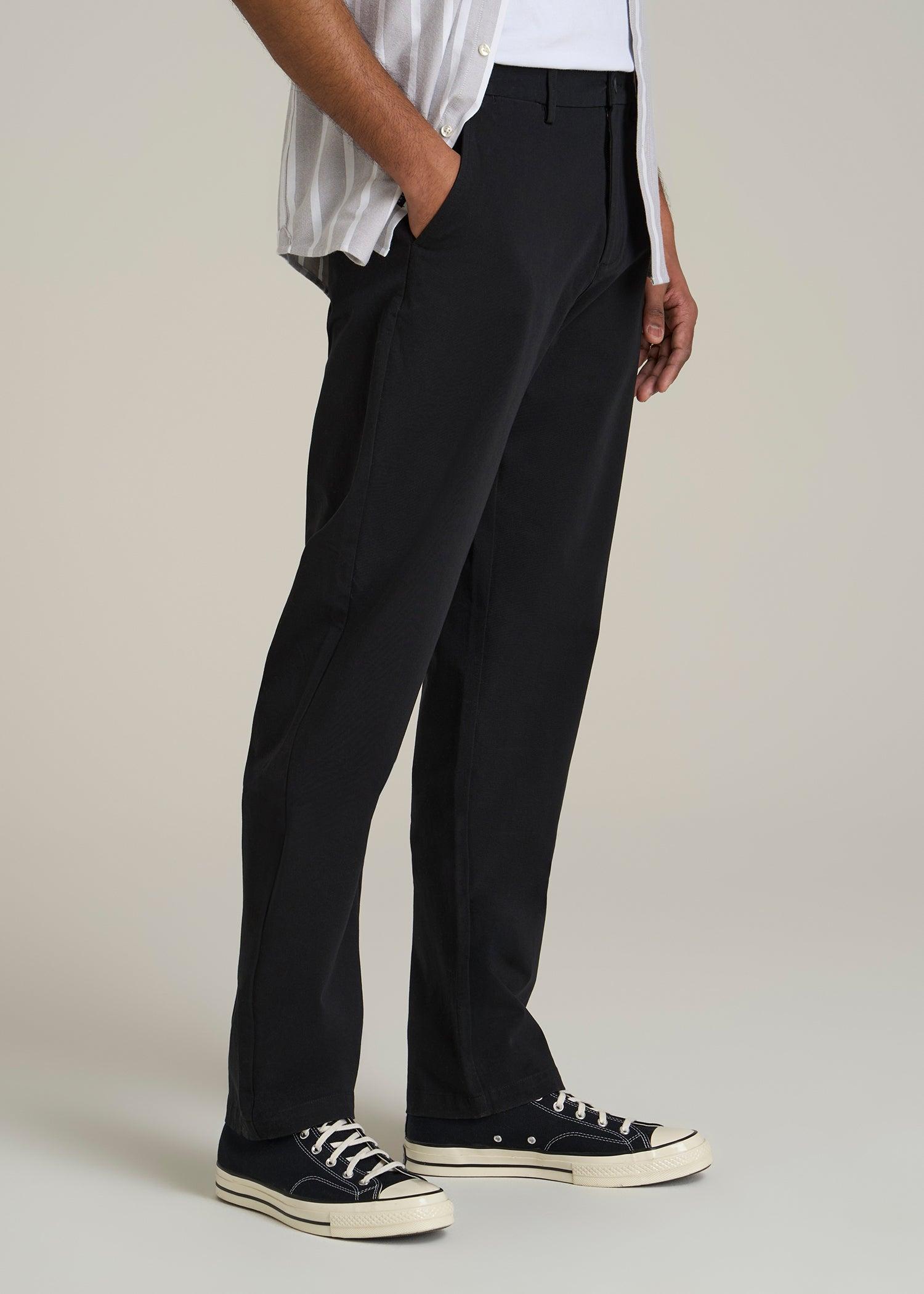 4 Way Stretch Commuter STRAIGHT Leg Chino Pants for Tall Men in Black Male Product Image
