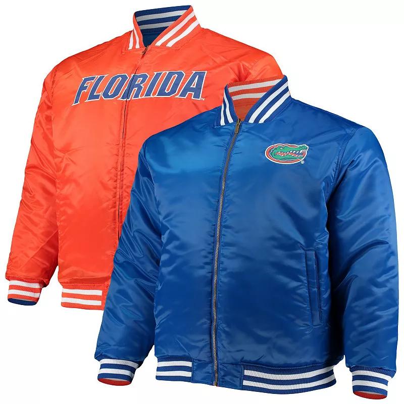 Men's Royal/Orange Florida Gators Big & Tall Reversible Satin Full-Zip Jacket, Size: XLT, Blue Product Image