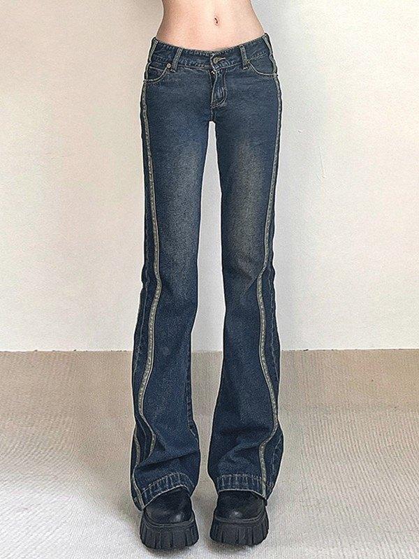 Panel Striped Vintage Flare Jeans Product Image