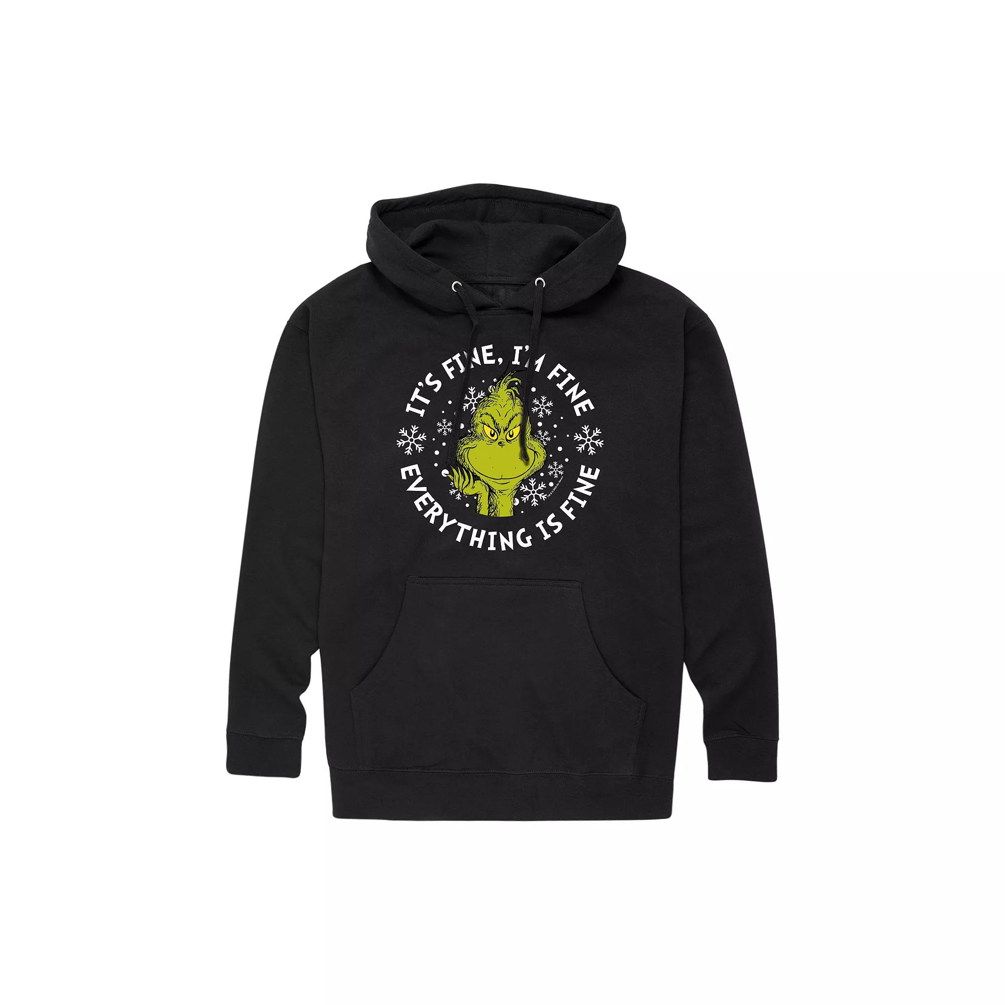 Men's Dr. Seuss Grinch It's Fine I'm Fine Graphic Hoodie,  Product Image