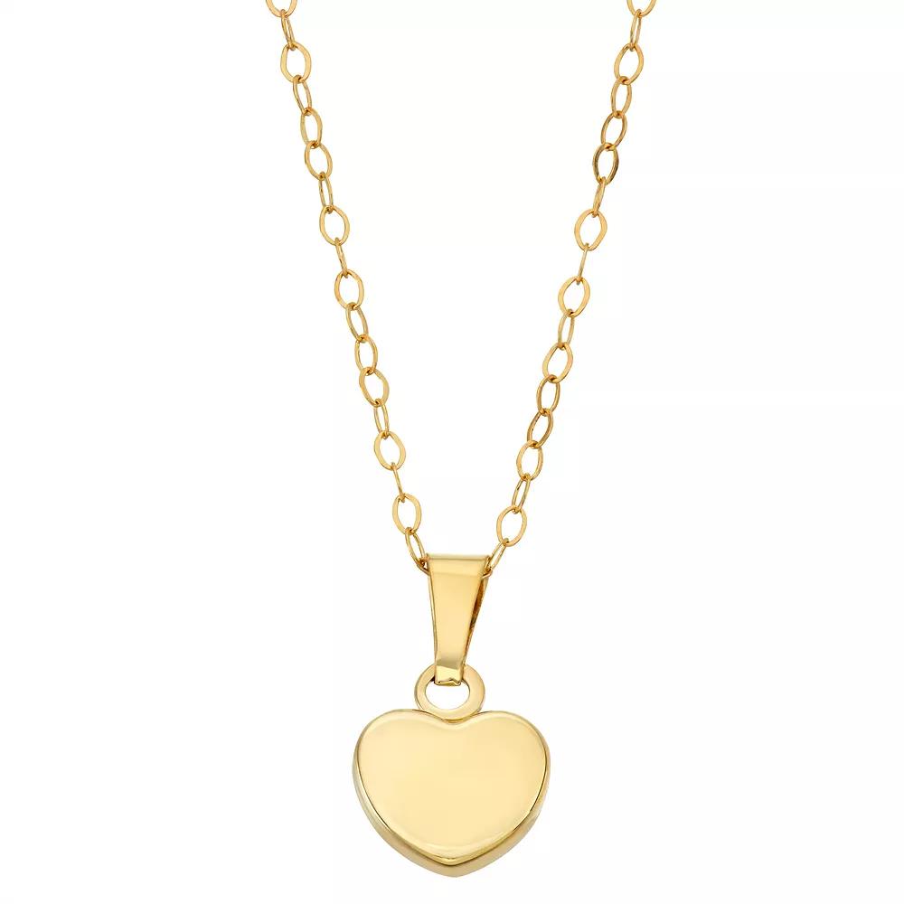 10k Gold Polished Heart Pendant, Women's, Size: 18" Product Image