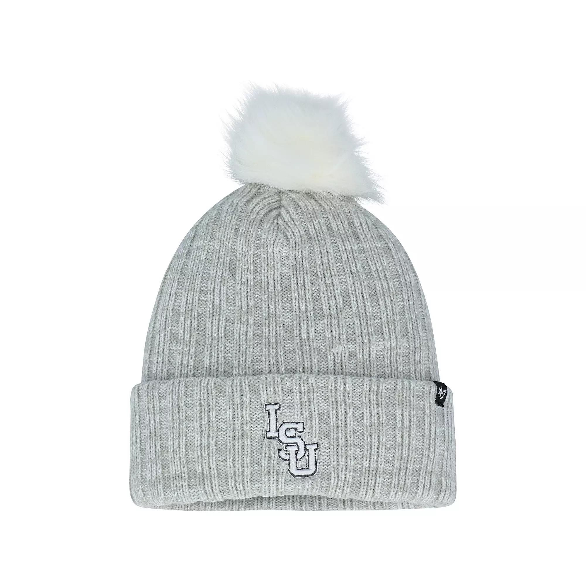 Women's '47 Gray LSU Tigers Koda Cuffed Knit Hat with Pom, Grey Product Image