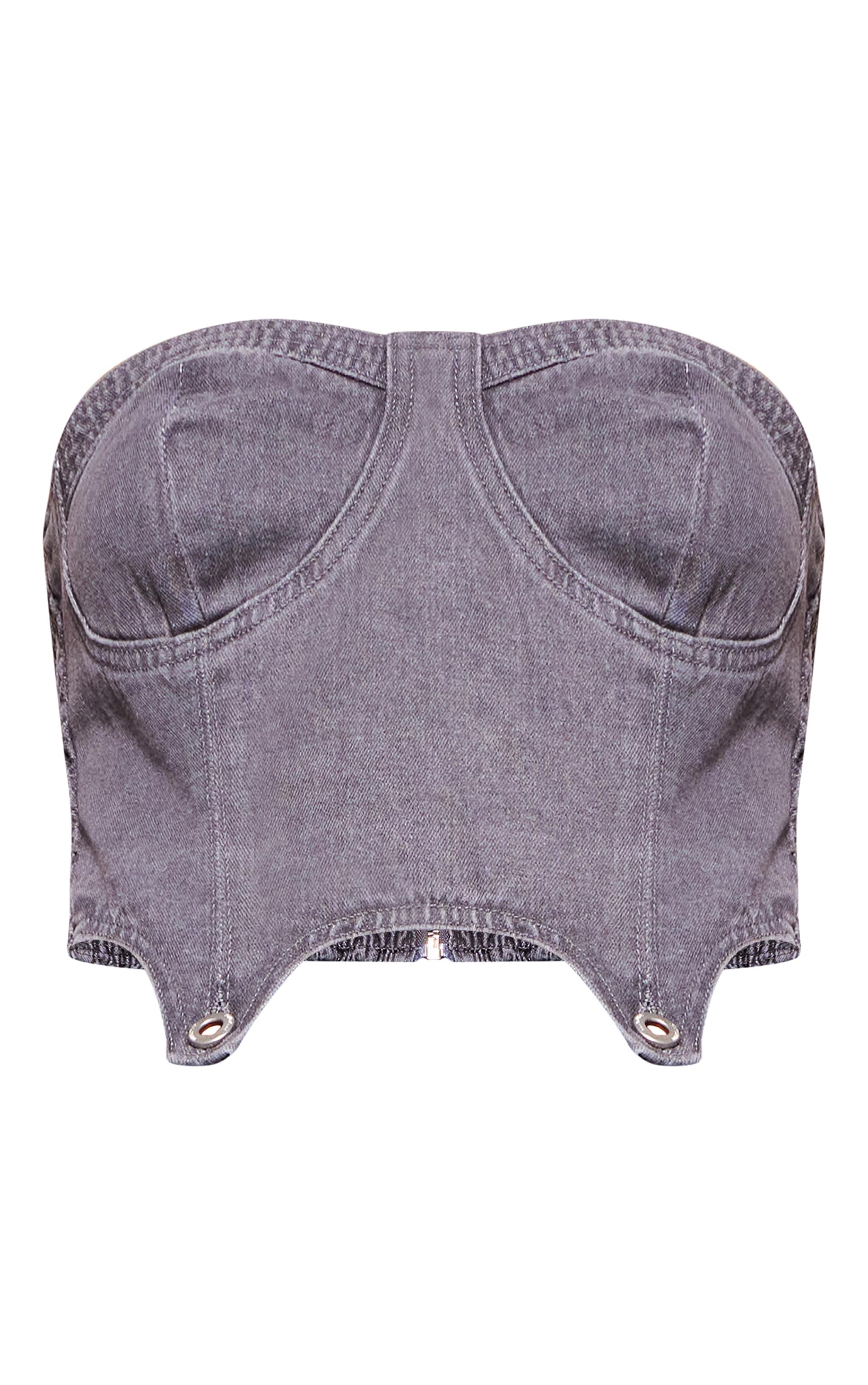 Washed Grey Detachable Bandeau Denim Jumpsuit Product Image