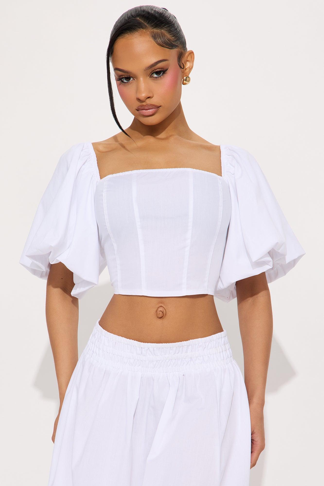 Let's Runaway Together Midi Skirt Set - White Product Image