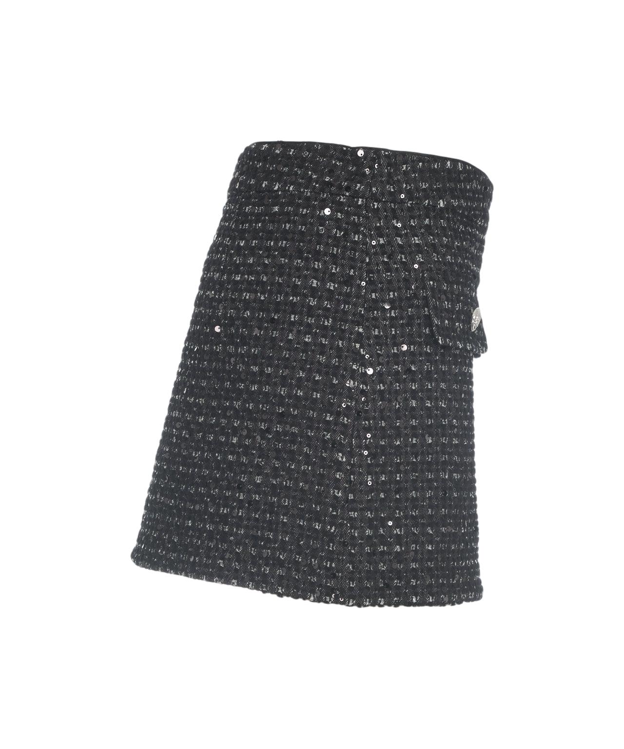 Bouclé mini skirt with sequins Product Image