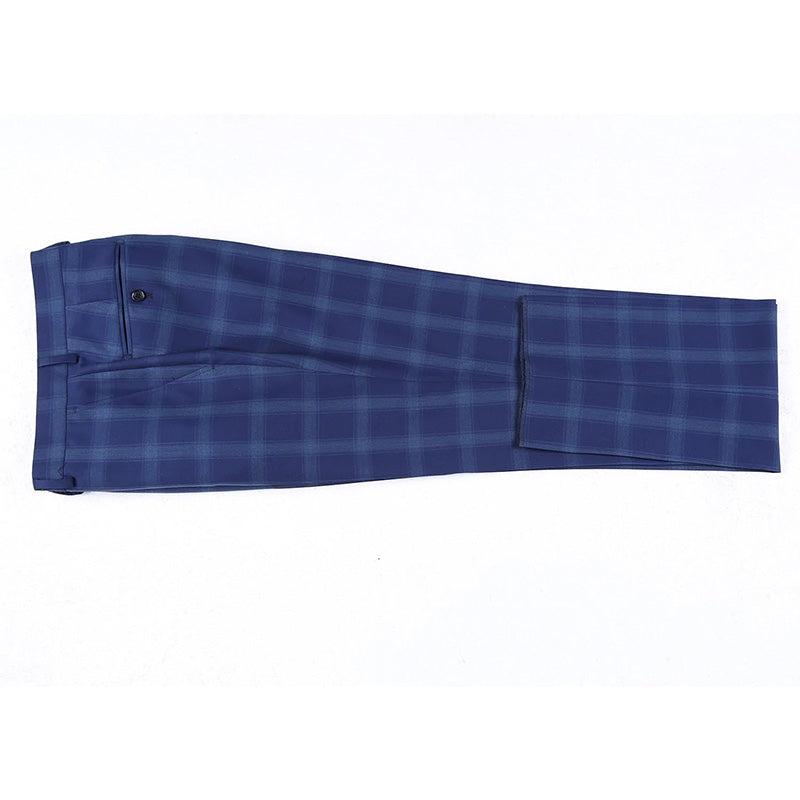 Classic Wool Regular Fit 2 Piece Checked Dress Suit in Blue Product Image