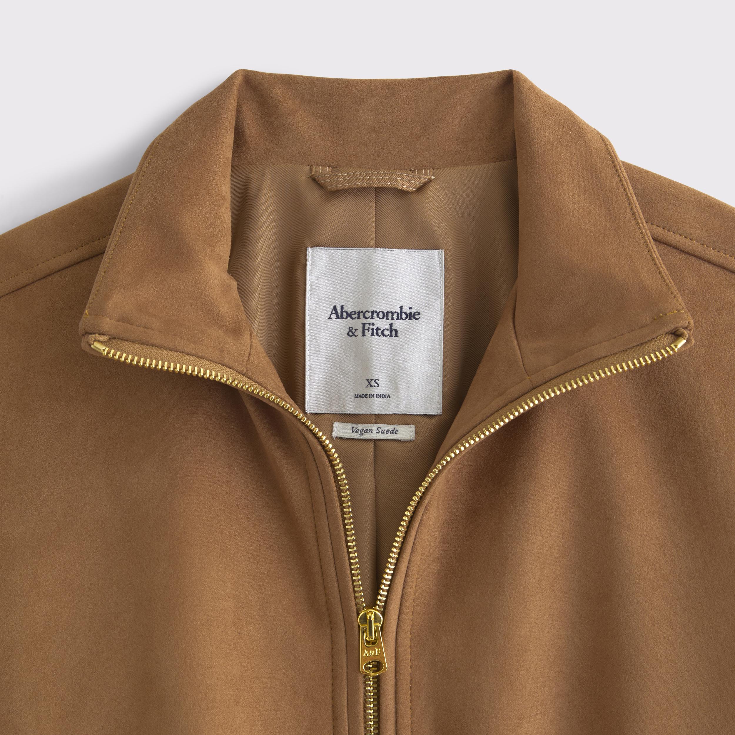 Bubble Hem Vegan Suede Bomber Jacket Product Image