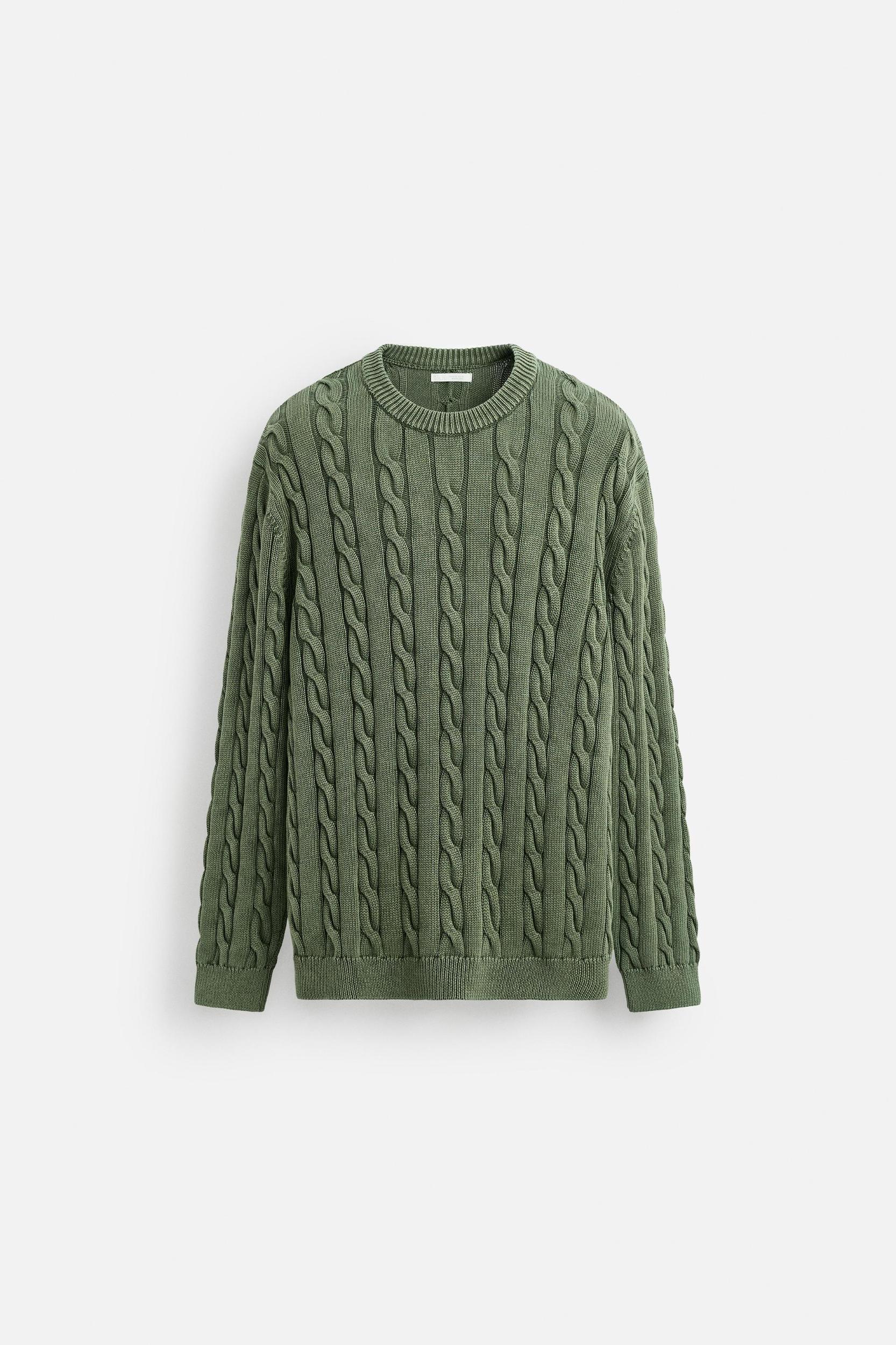 WASHED CABLE-KNIT SWEATER Product Image