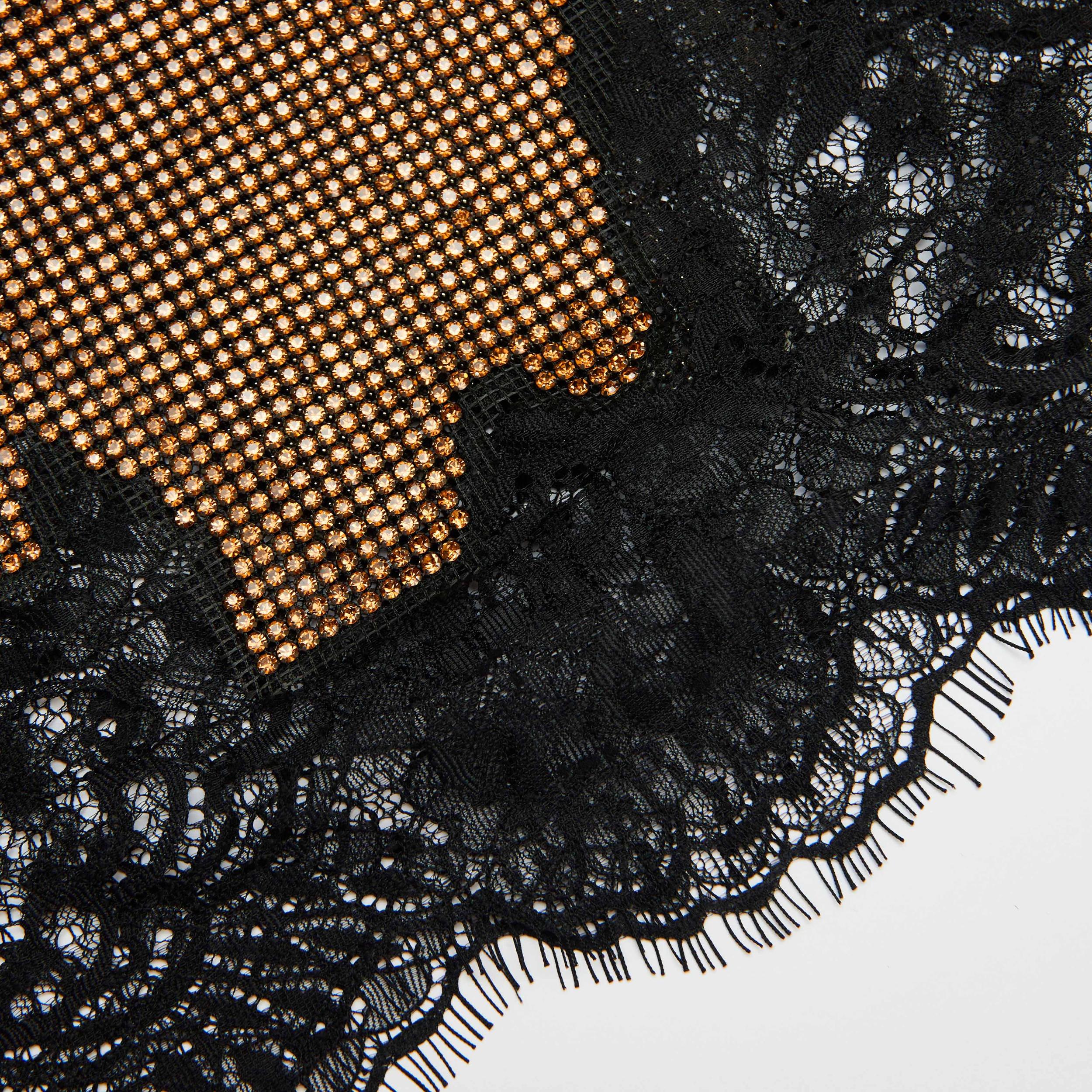 Black Lace Trim Knit Top Product Image