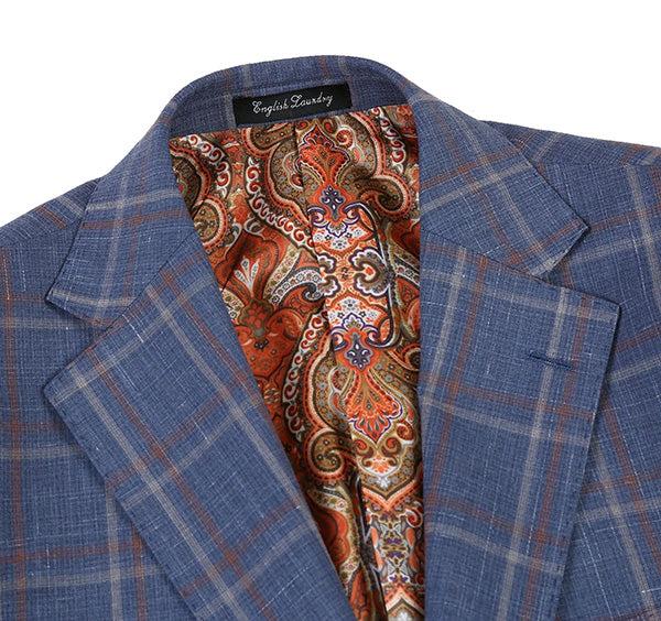 English Laundry 2-Piece Check Wool Linen Blend Slim Fit Suit Product Image