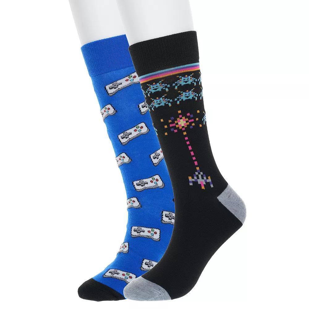 Men's Twisted Toes 2-Pack Novelty Socks, 80s Gamer Product Image
